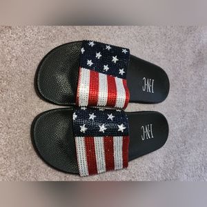 New w/tags I.N.C. American Flag rhinestone sandals